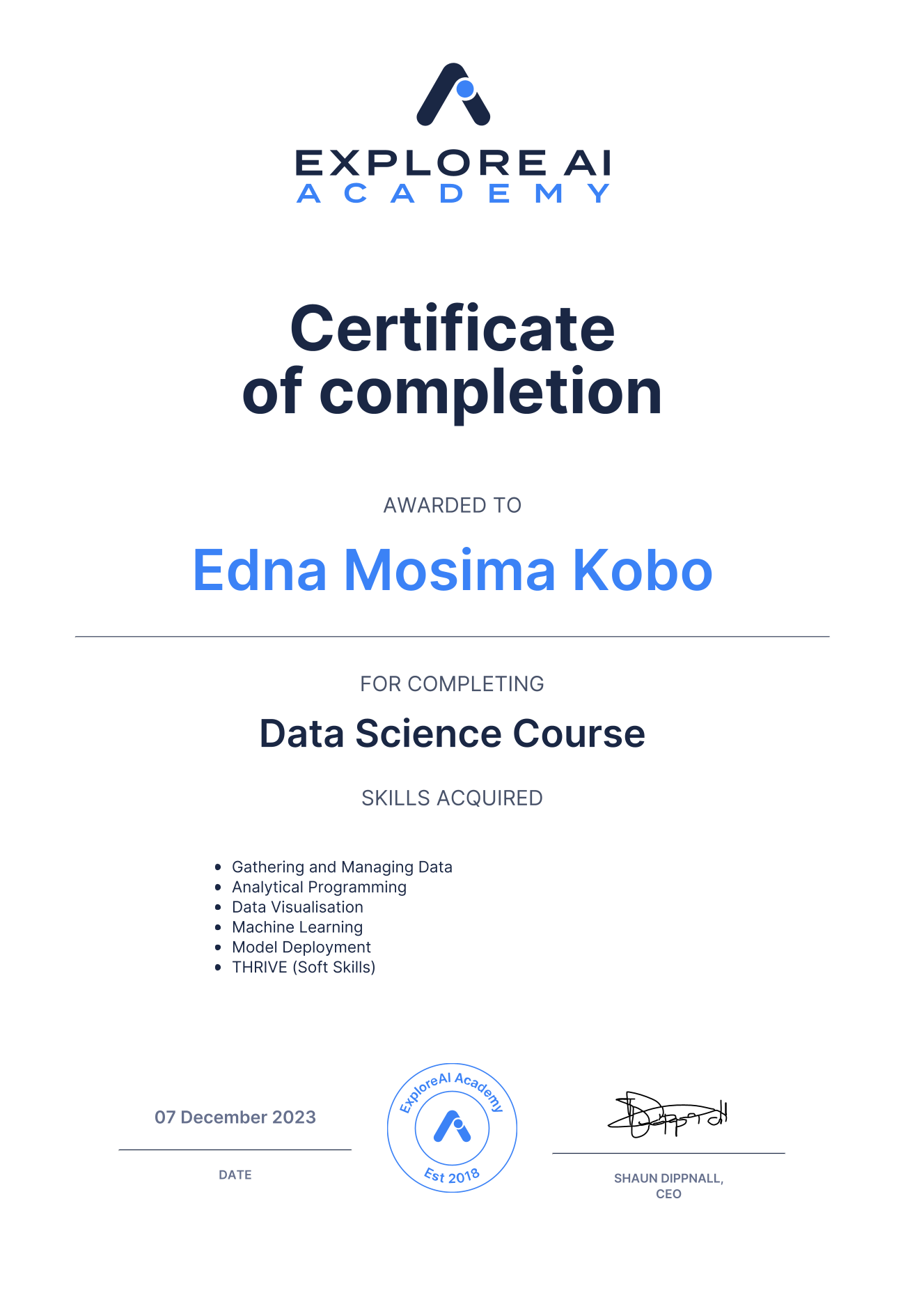 ExploreAI Certificate